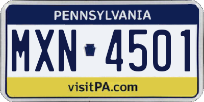 PA license plate MXN4501