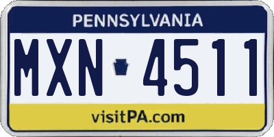 PA license plate MXN4511