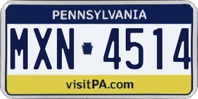PA license plate MXN4514