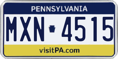 PA license plate MXN4515