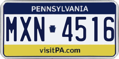 PA license plate MXN4516
