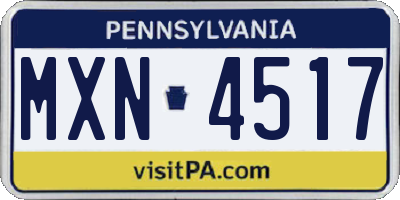 PA license plate MXN4517