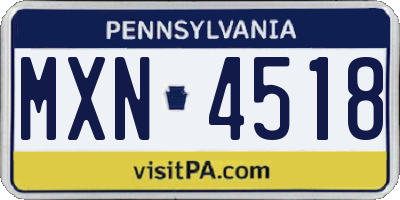 PA license plate MXN4518
