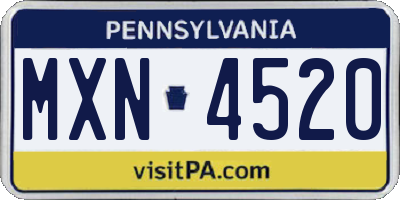 PA license plate MXN4520