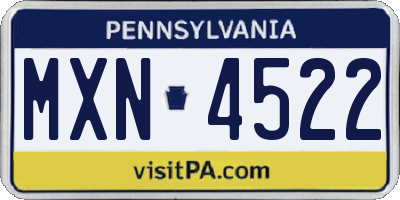 PA license plate MXN4522