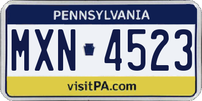 PA license plate MXN4523