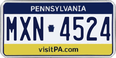PA license plate MXN4524