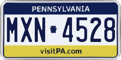 PA license plate MXN4528