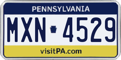 PA license plate MXN4529