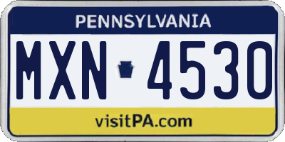 PA license plate MXN4530