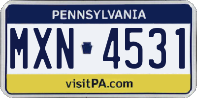 PA license plate MXN4531