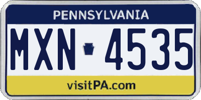 PA license plate MXN4535