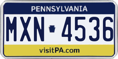 PA license plate MXN4536