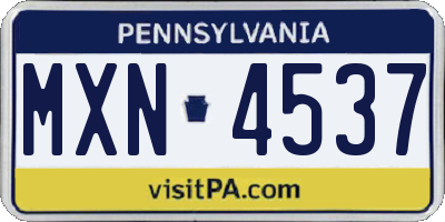 PA license plate MXN4537