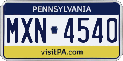 PA license plate MXN4540