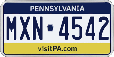 PA license plate MXN4542