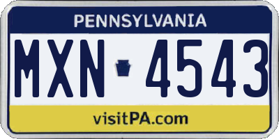 PA license plate MXN4543