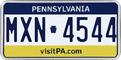 PA license plate MXN4544