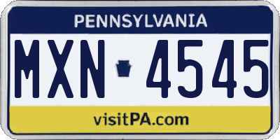 PA license plate MXN4545