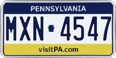 PA license plate MXN4547