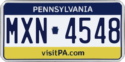 PA license plate MXN4548