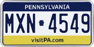 PA license plate MXN4549