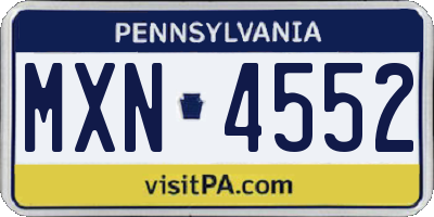 PA license plate MXN4552
