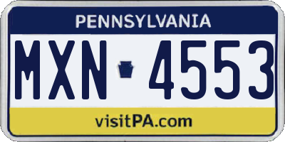 PA license plate MXN4553