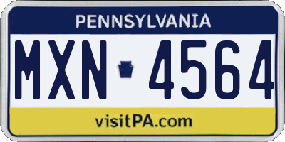 PA license plate MXN4564