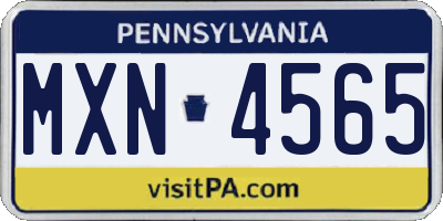 PA license plate MXN4565