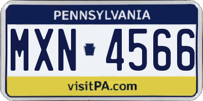 PA license plate MXN4566