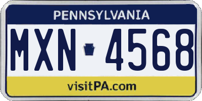 PA license plate MXN4568