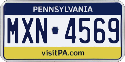 PA license plate MXN4569