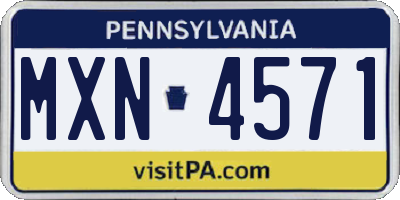 PA license plate MXN4571
