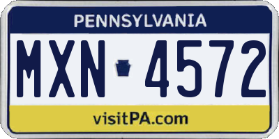 PA license plate MXN4572
