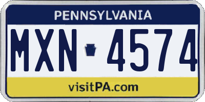 PA license plate MXN4574