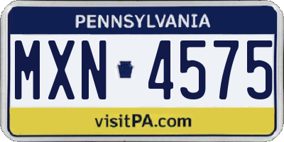PA license plate MXN4575