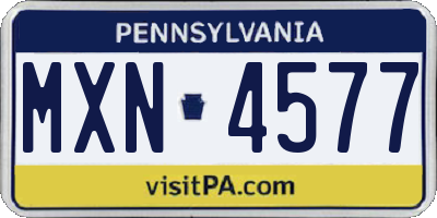 PA license plate MXN4577