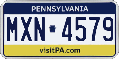 PA license plate MXN4579
