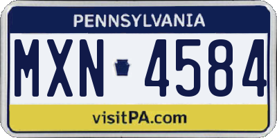 PA license plate MXN4584