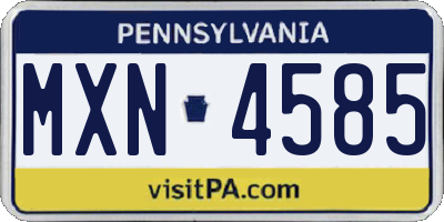 PA license plate MXN4585
