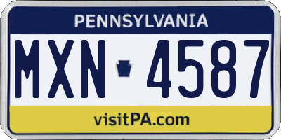 PA license plate MXN4587