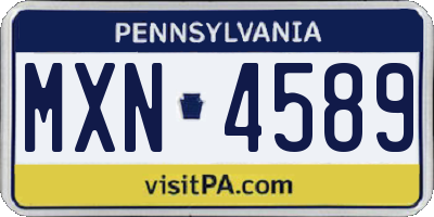 PA license plate MXN4589