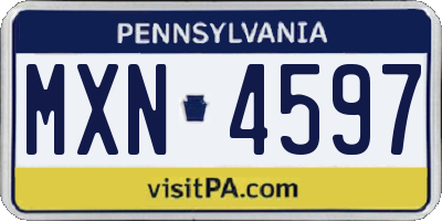 PA license plate MXN4597