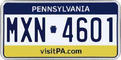 PA license plate MXN4601