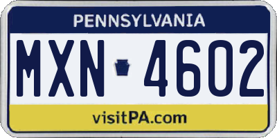 PA license plate MXN4602