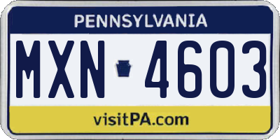 PA license plate MXN4603