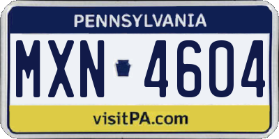 PA license plate MXN4604