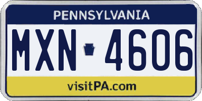 PA license plate MXN4606