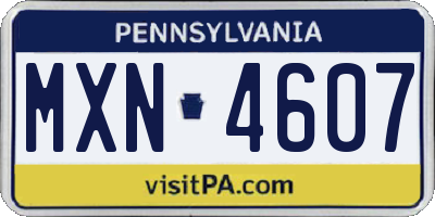 PA license plate MXN4607